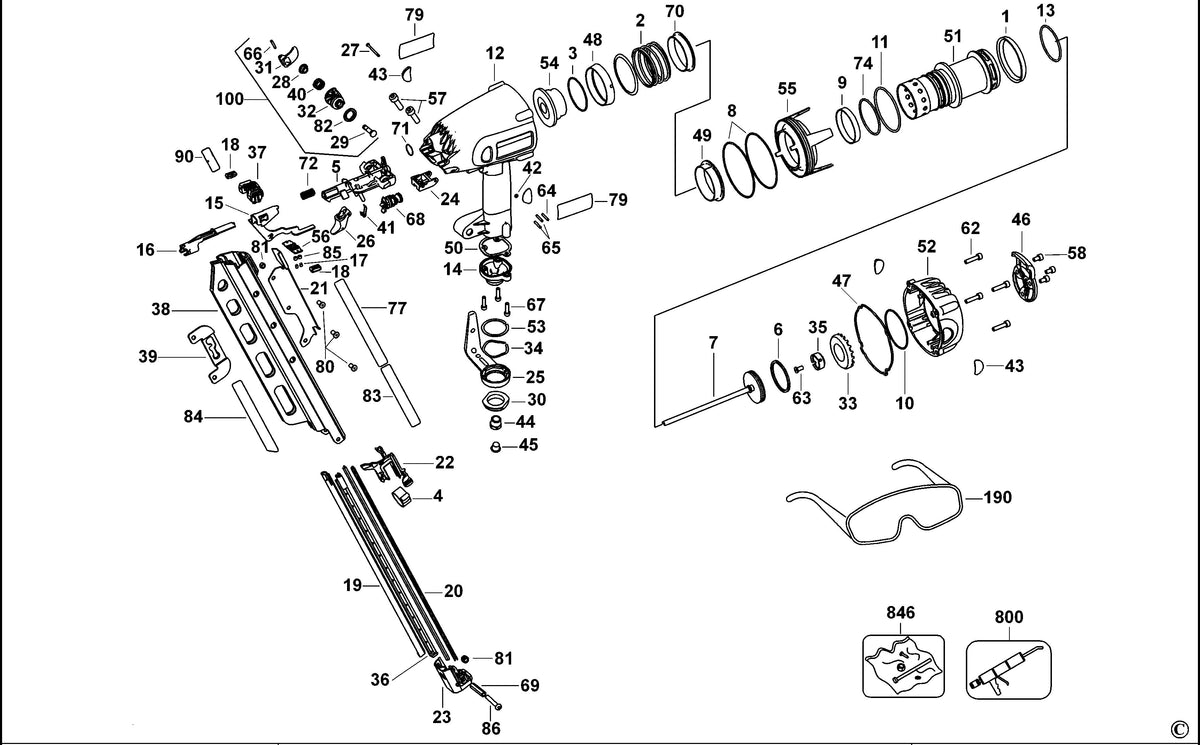Vue éclatée DeWalt D51845 Type 3 - planche 1