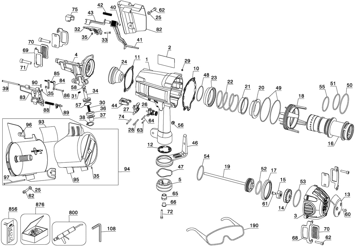Vue éclatée DeWalt D51855 Type 1 - planche 1