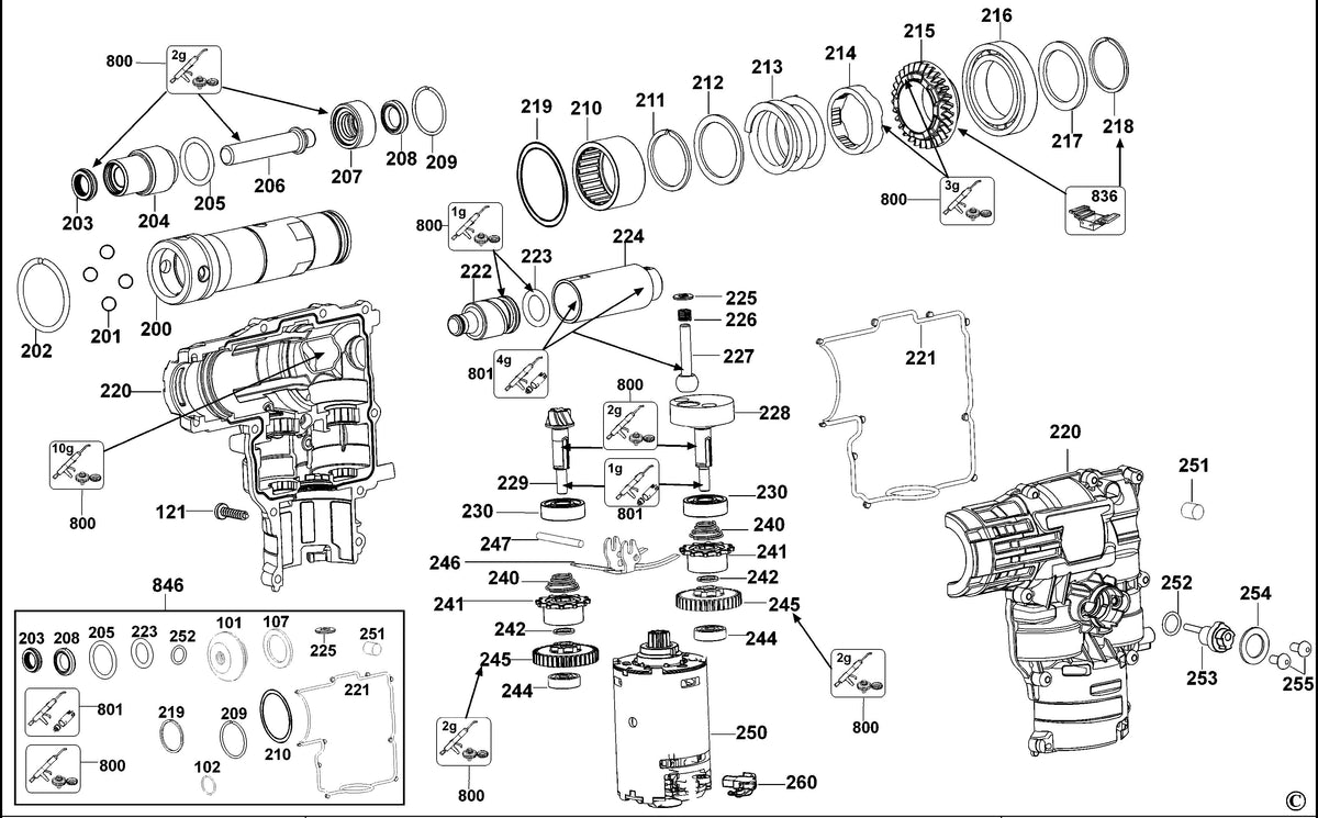 Vue éclatée DeWalt DC234K Type 2 - planche 1