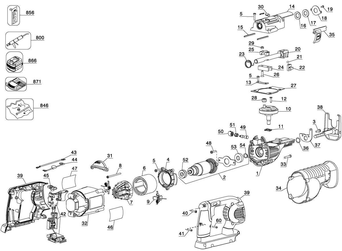 Vue éclatée DeWalt DC305 Type 1 - planche 1