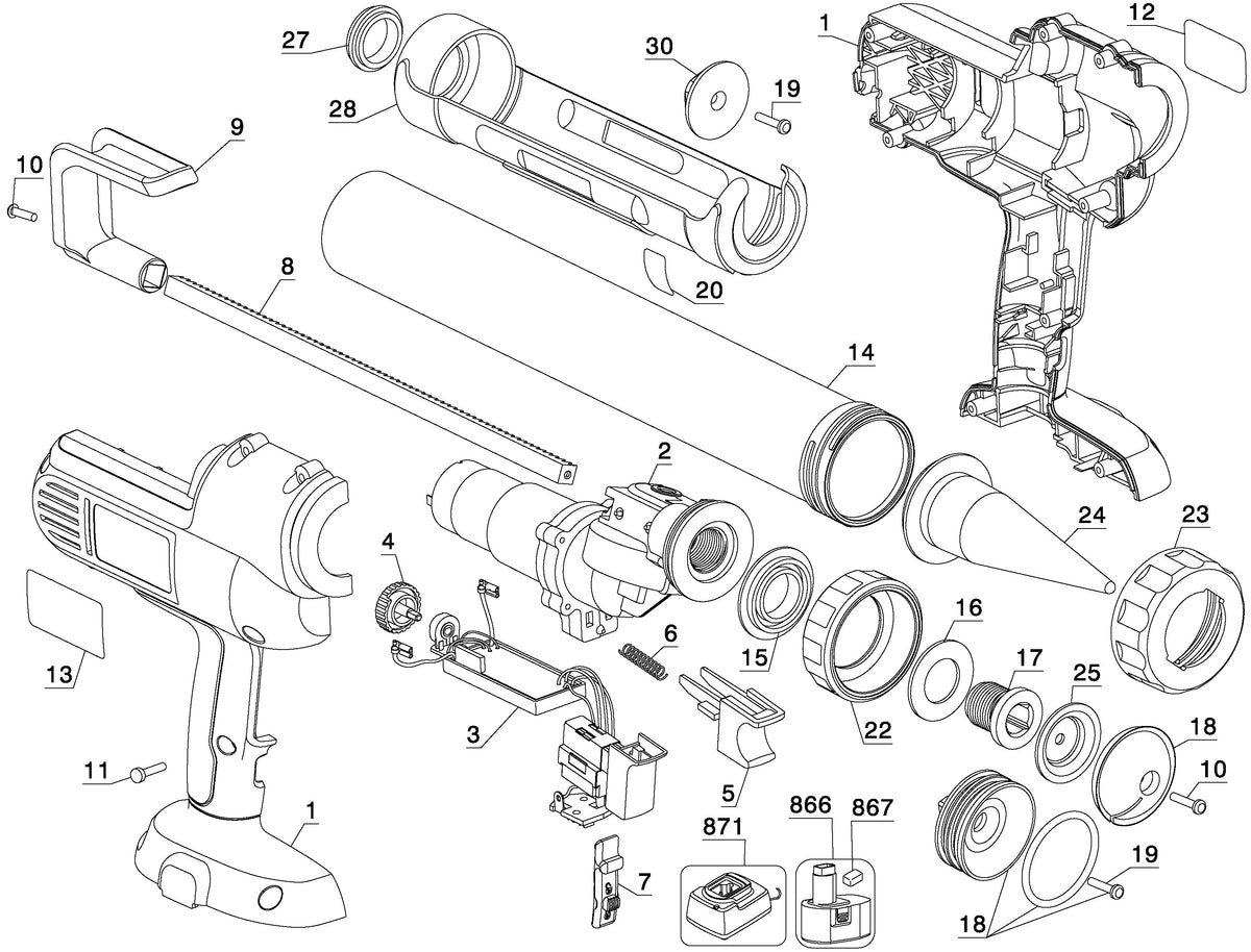 Vue éclatée DeWalt DC547 Type 1 - planche 1