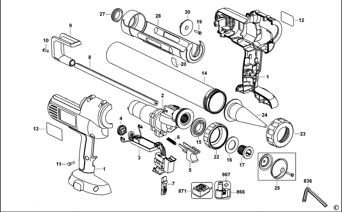 Vue éclatée DeWalt DC547K Type 1 - planche 1