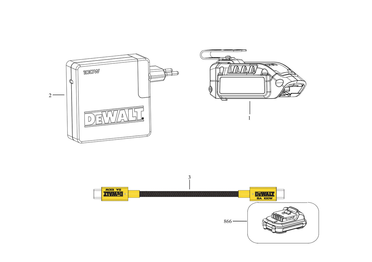 Vue éclatée DeWalt DCB094H2 Type 1 - planche 1