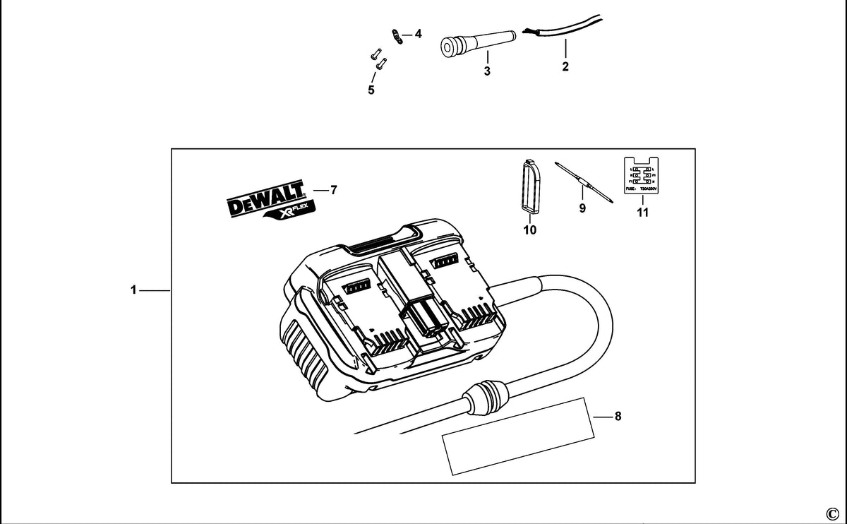 Vue éclatée DeWalt DCB500 Type 1 - planche 1