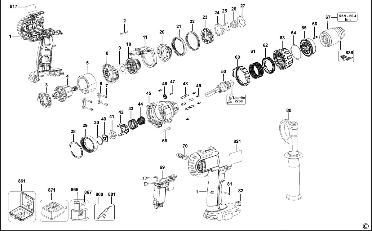 Vue éclatée DeWalt DCD935 Type 10 - planche 1
