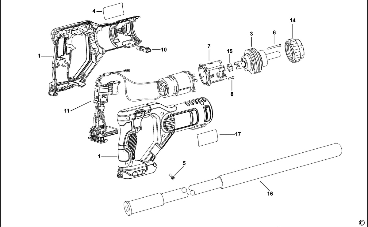 Vue éclatée DeWalt DCE531 Type 1 - planche 1
