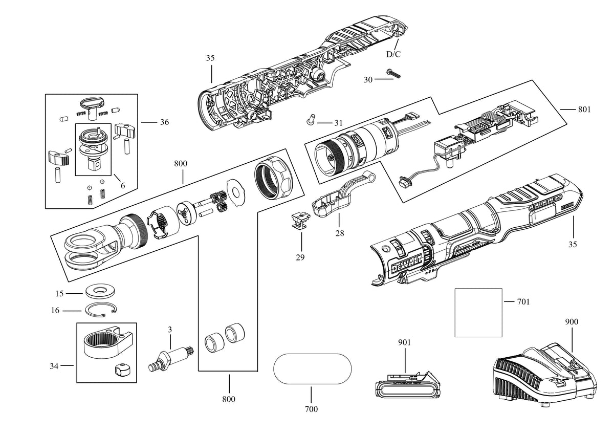 Vue éclatée DeWalt DCF503L1G Type 1 - planche 1