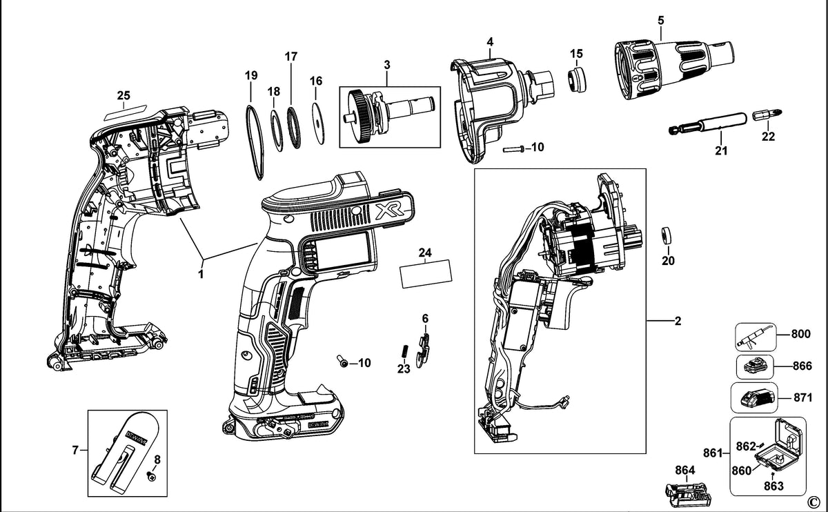Vue éclatée DeWalt DCF620 Type 3 - planche 2