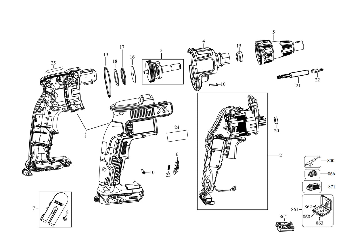 Vue éclatée DeWalt DCF620E2K Type 3 - planche 3