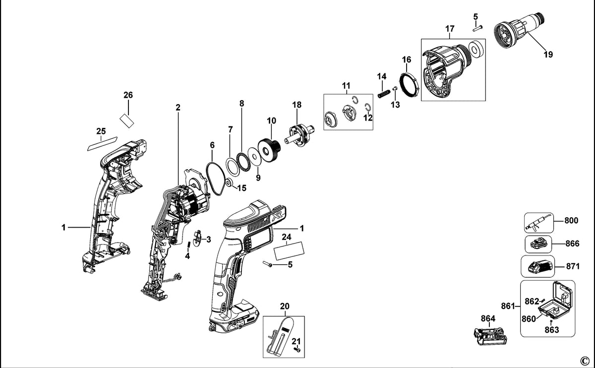 Vue éclatée DeWalt DCF622 Type 1 - planche 2