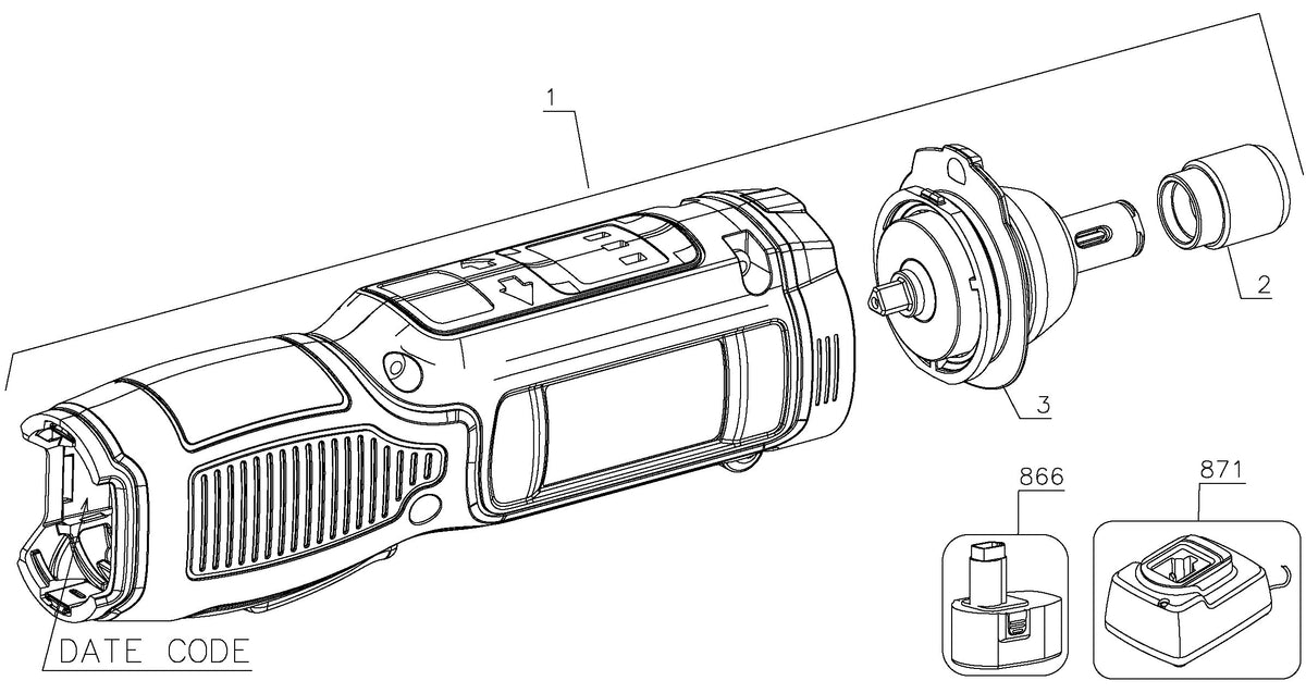 Vue éclatée DeWalt DCF682G1 Type 1 - planche 1