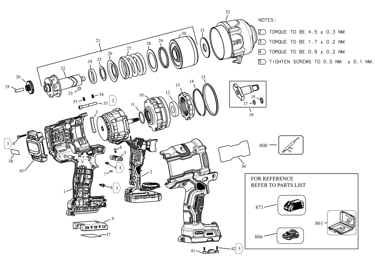 Vue éclatée DeWalt DCF961H2T Type 1 - planche 1