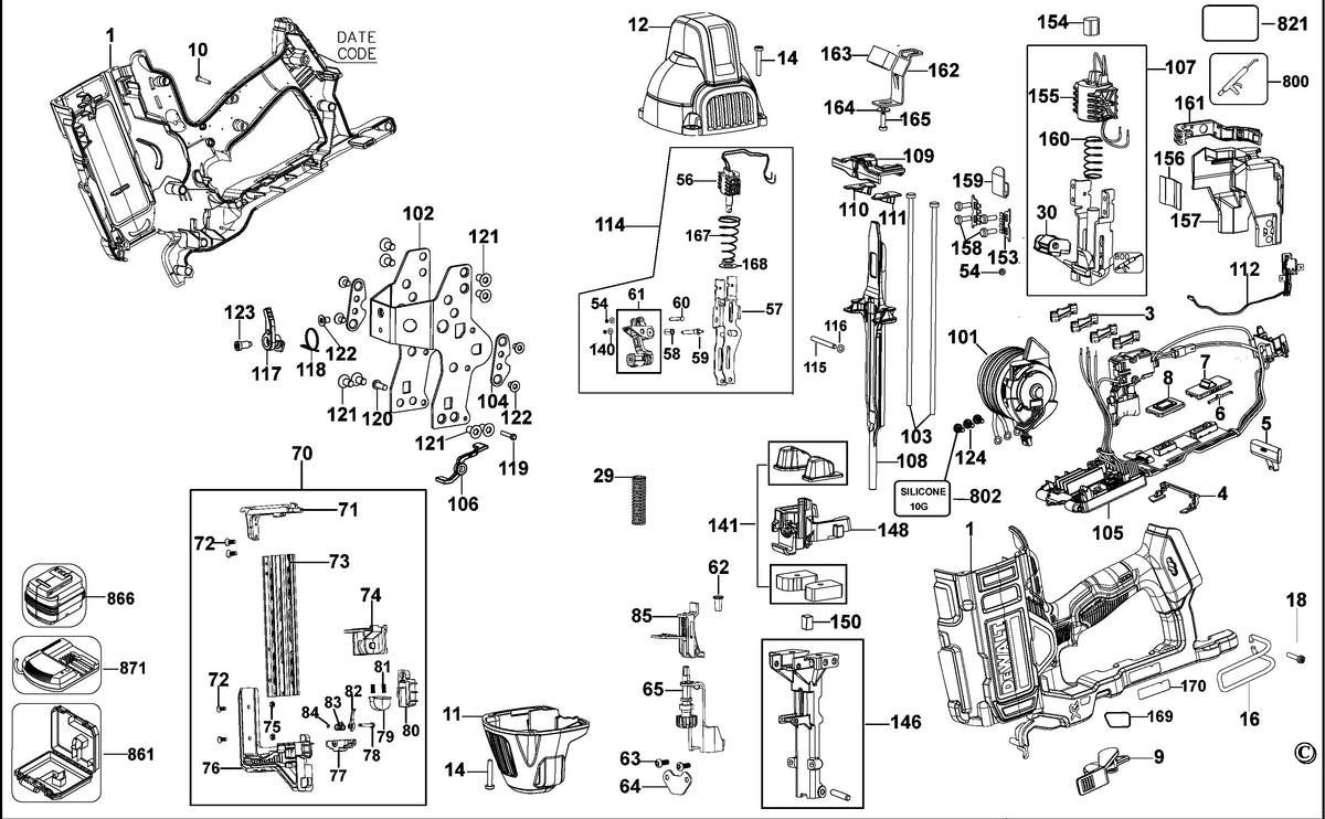 Vue éclatée DeWalt DCFS950 Type 1 - planche 1