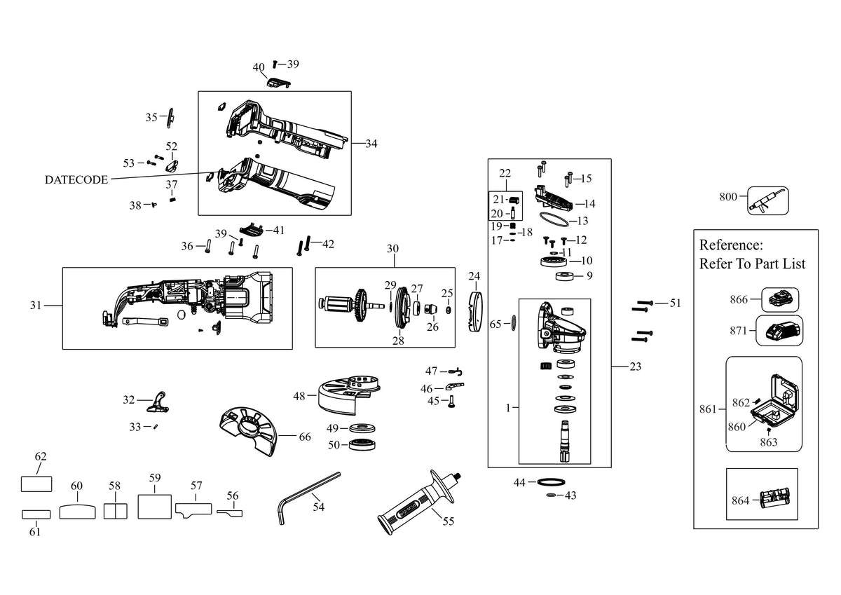Vue éclatée DeWalt DCG45MP2T Type 1 - planche 1