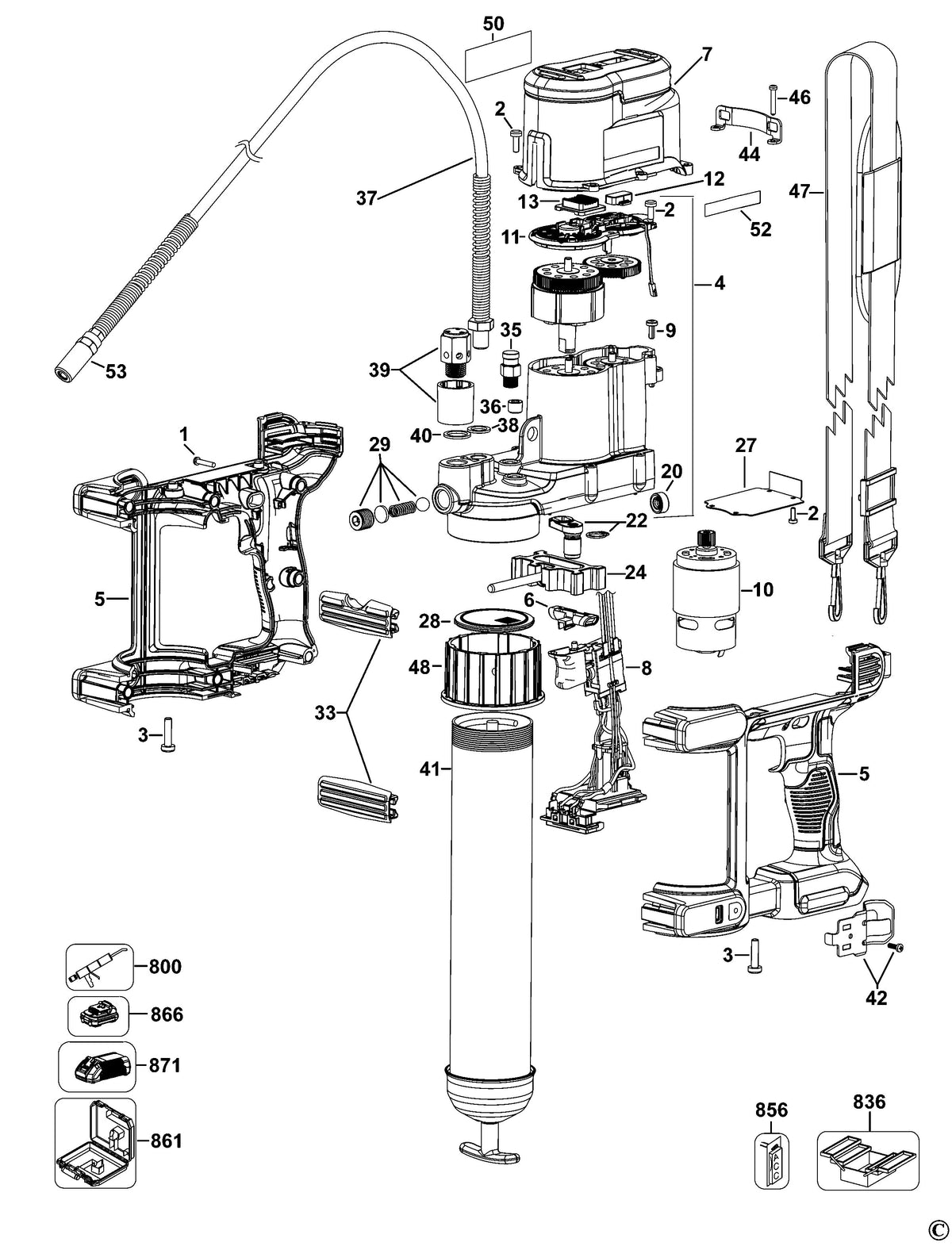 Vue éclatée DeWalt DCGG571 Type 1 - planche 1