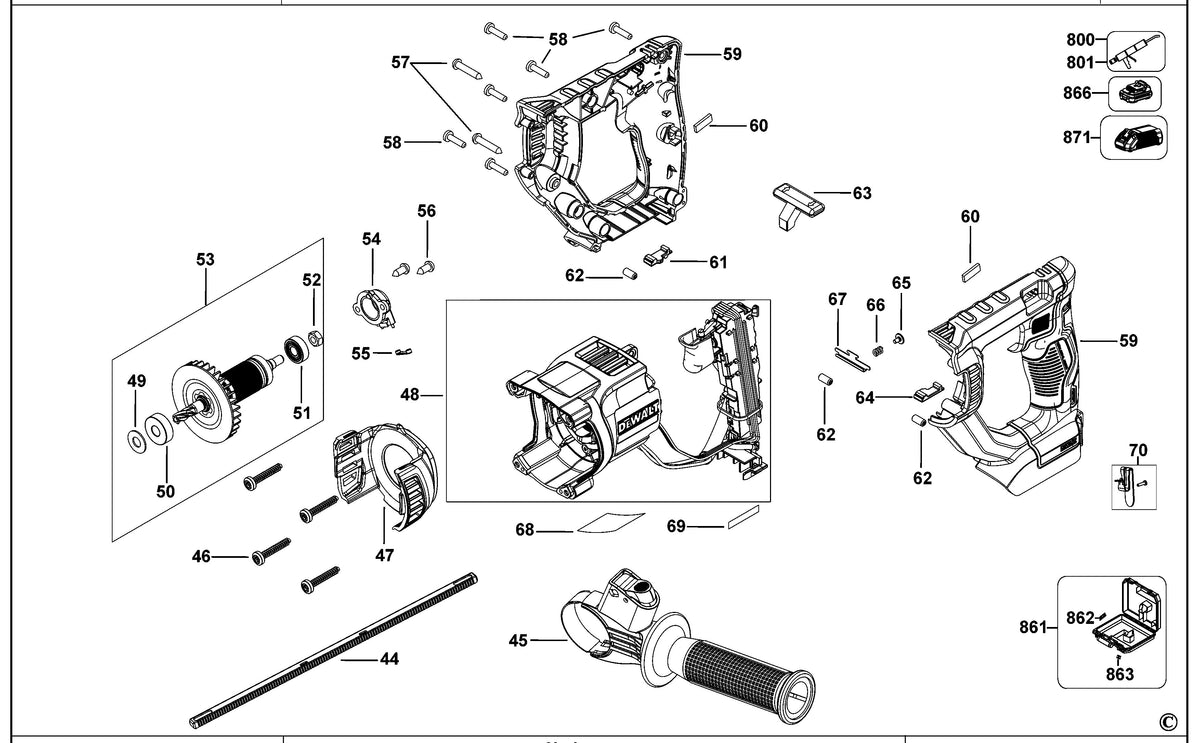 Vue éclatée DeWalt DCH133 Type 1 - planche 1