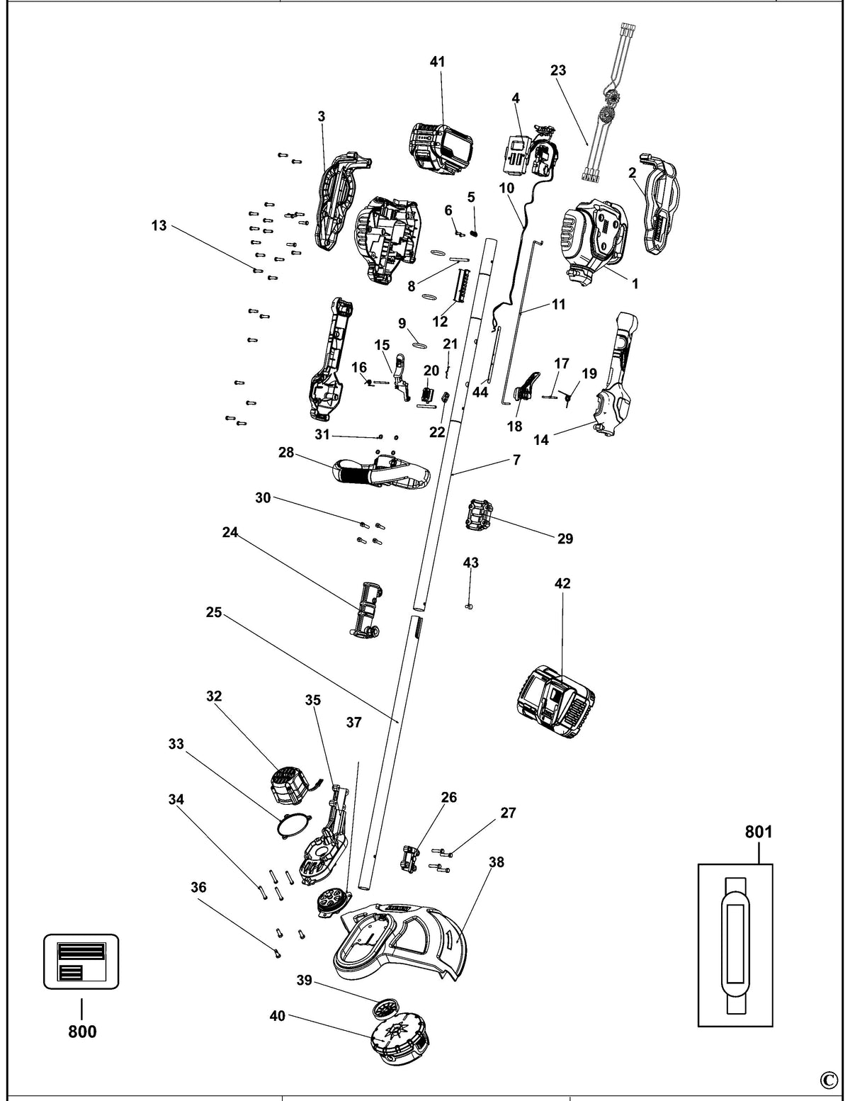 Vue éclatée DeWalt DCM5713X1 Type 1 - planche 1