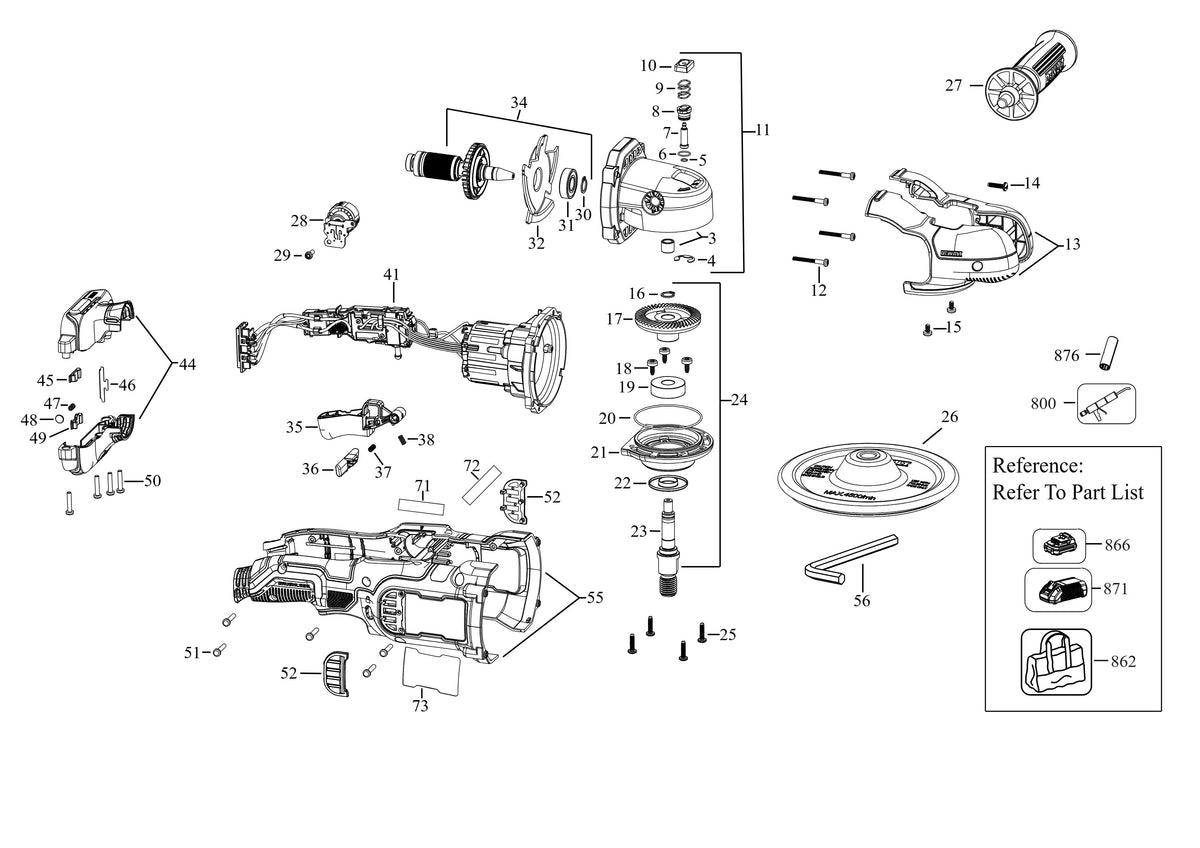 Vue éclatée DeWalt DCM849P2 Type 2 - planche 1