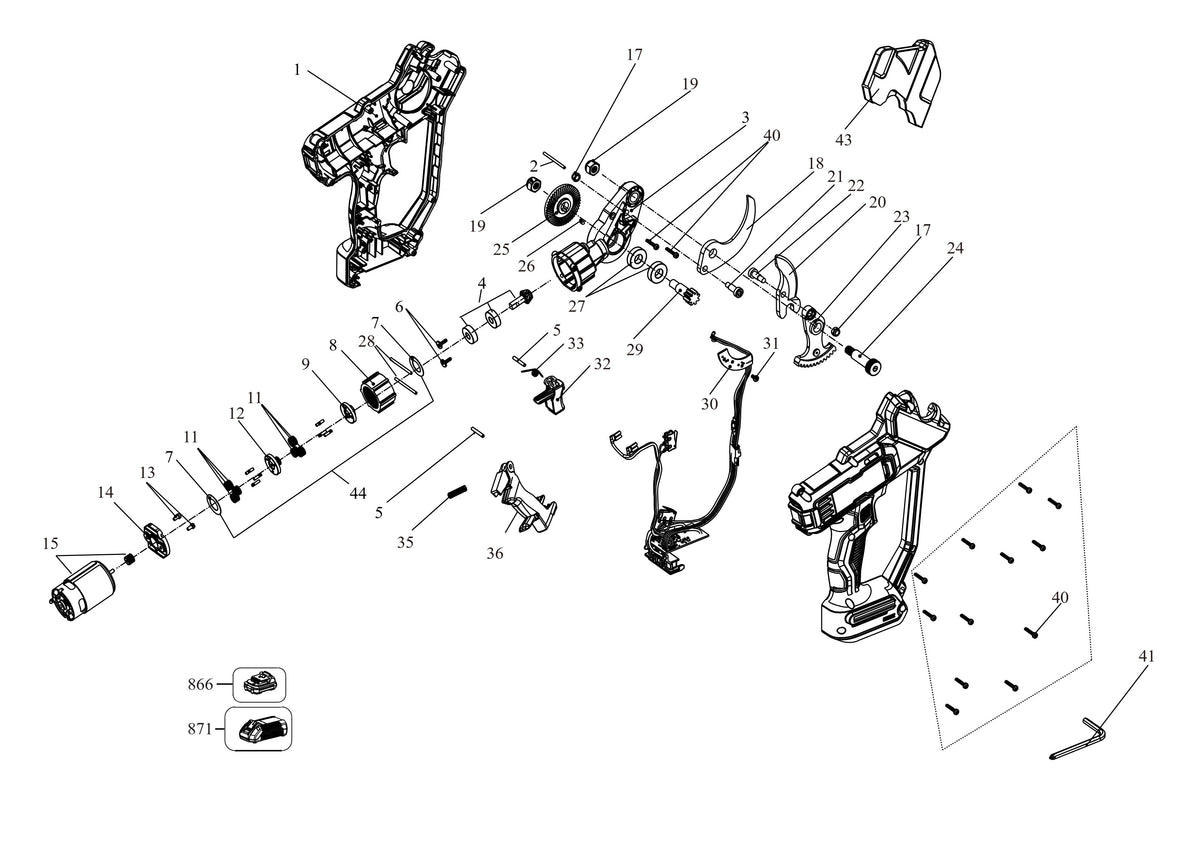 Vue éclatée DeWalt DCMPP568D1 Type 1 - planche 1