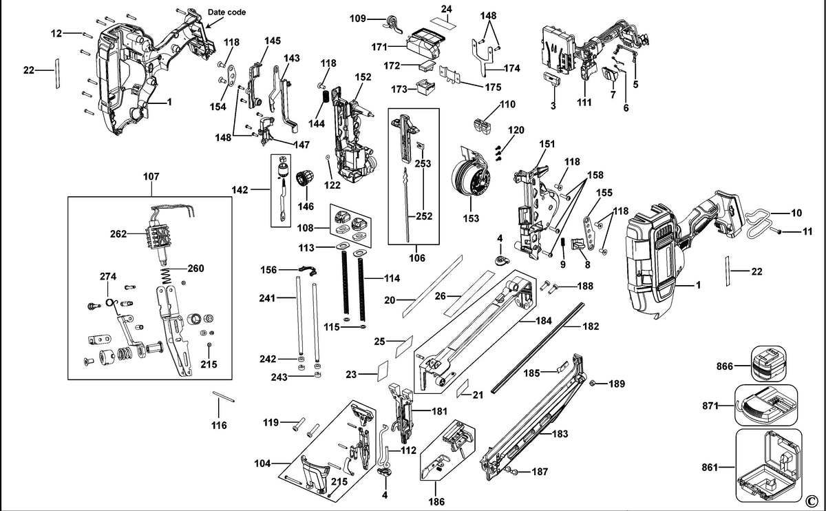 Vue éclatée DeWalt DCN660 Type 2 - planche 1