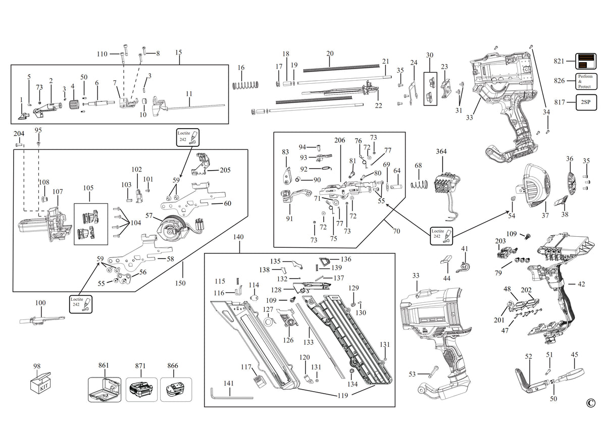 Vue éclatée DeWalt DCN693 TYPE 2 Type 2 - planche 1