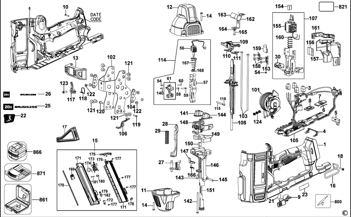 Vue éclatée DeWalt DCN890 Type 1 - planche 1