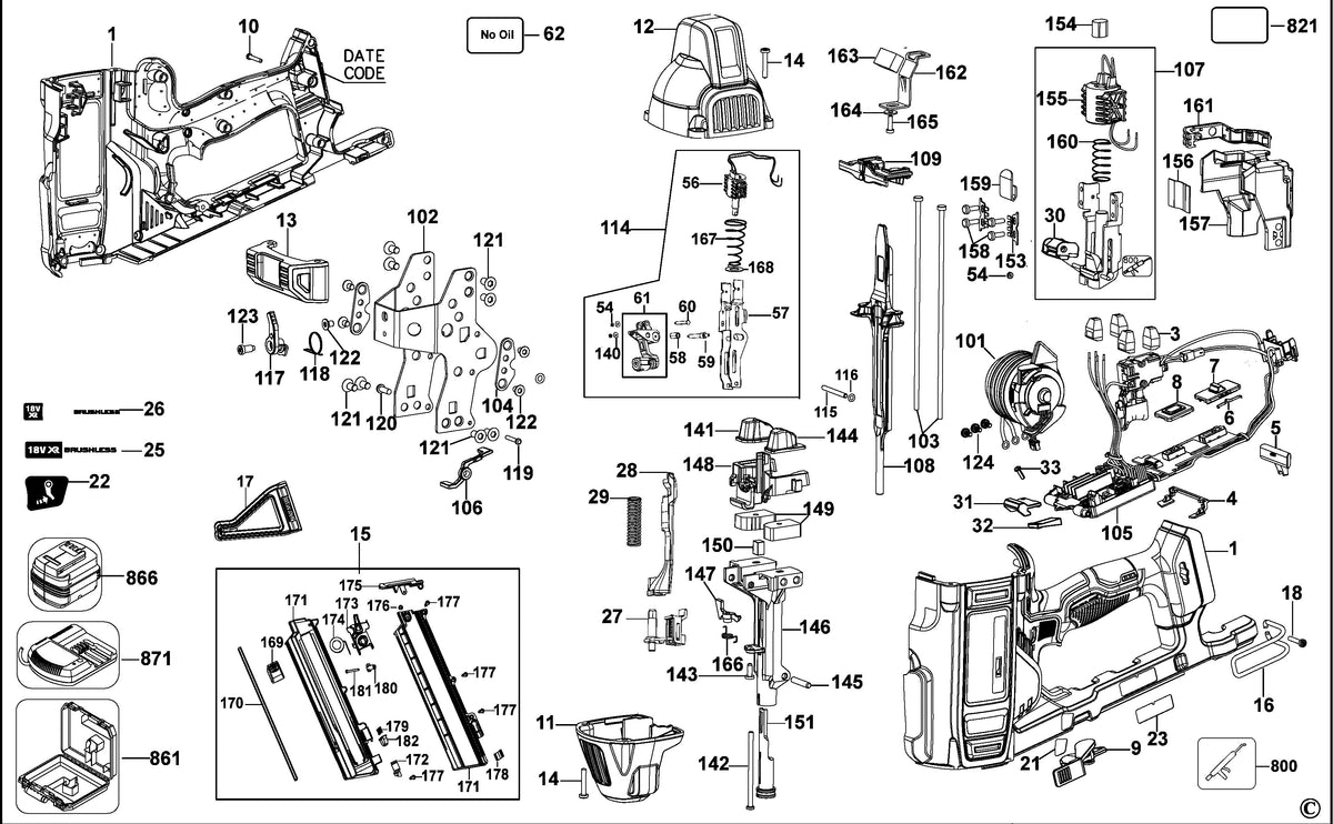 Vue éclatée DeWalt DCN890 Type 3 - planche 1