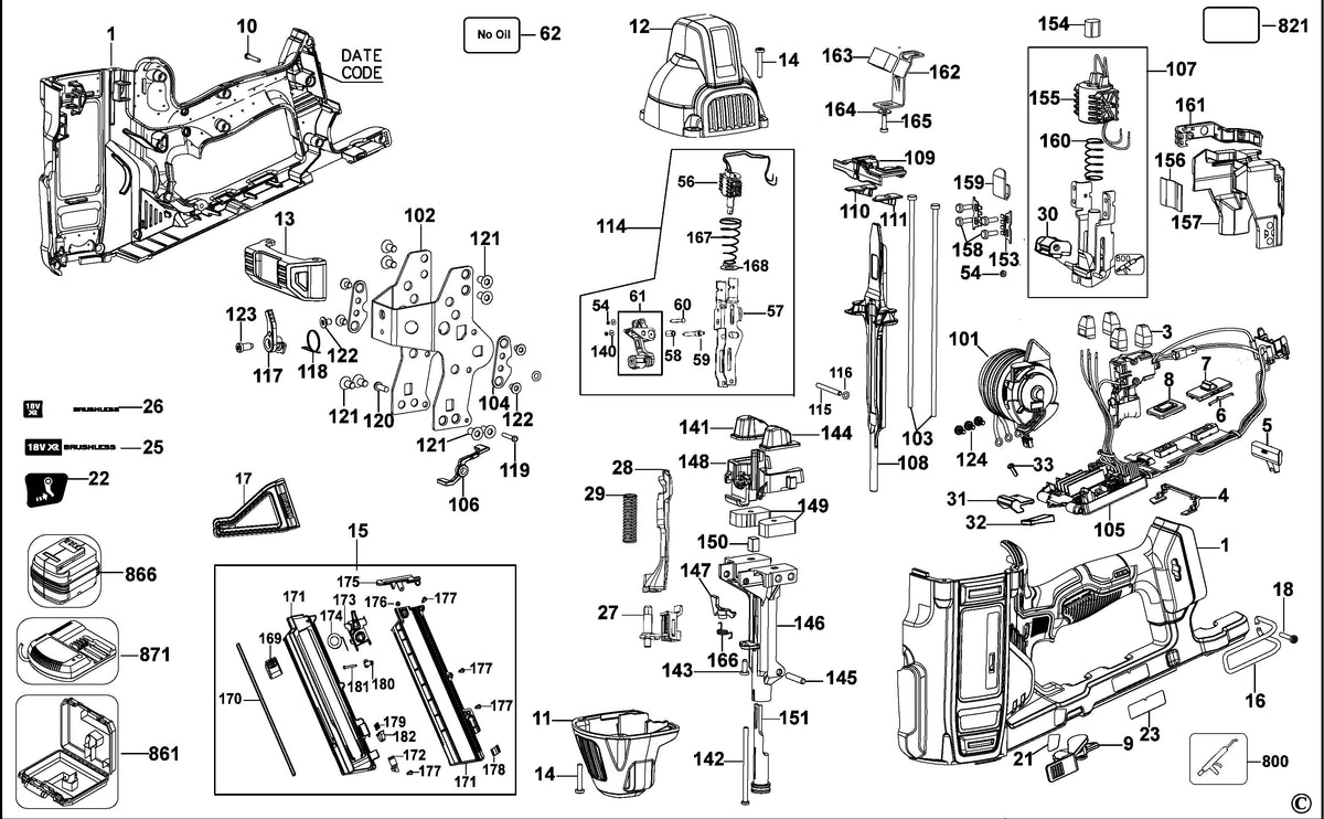 Vue éclatée DeWalt DCN890 Type 2 - planche 1
