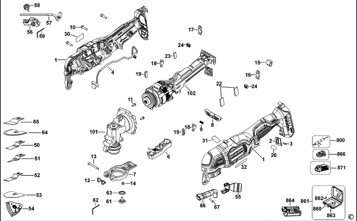 Vue éclatée DeWalt DCS356 Type 1 - planche 1