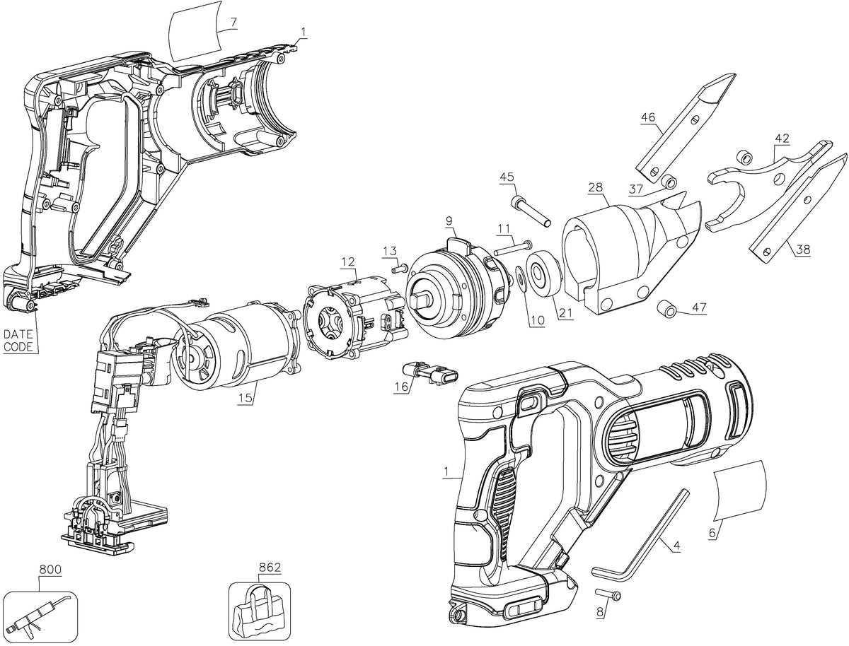 Vue éclatée DeWalt DCS491N Type 1 - planche 1