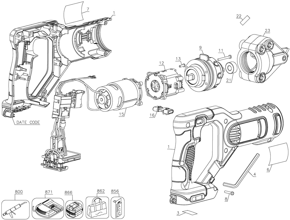 Vue éclatée DeWalt DCS496N Type 1 - planche 1