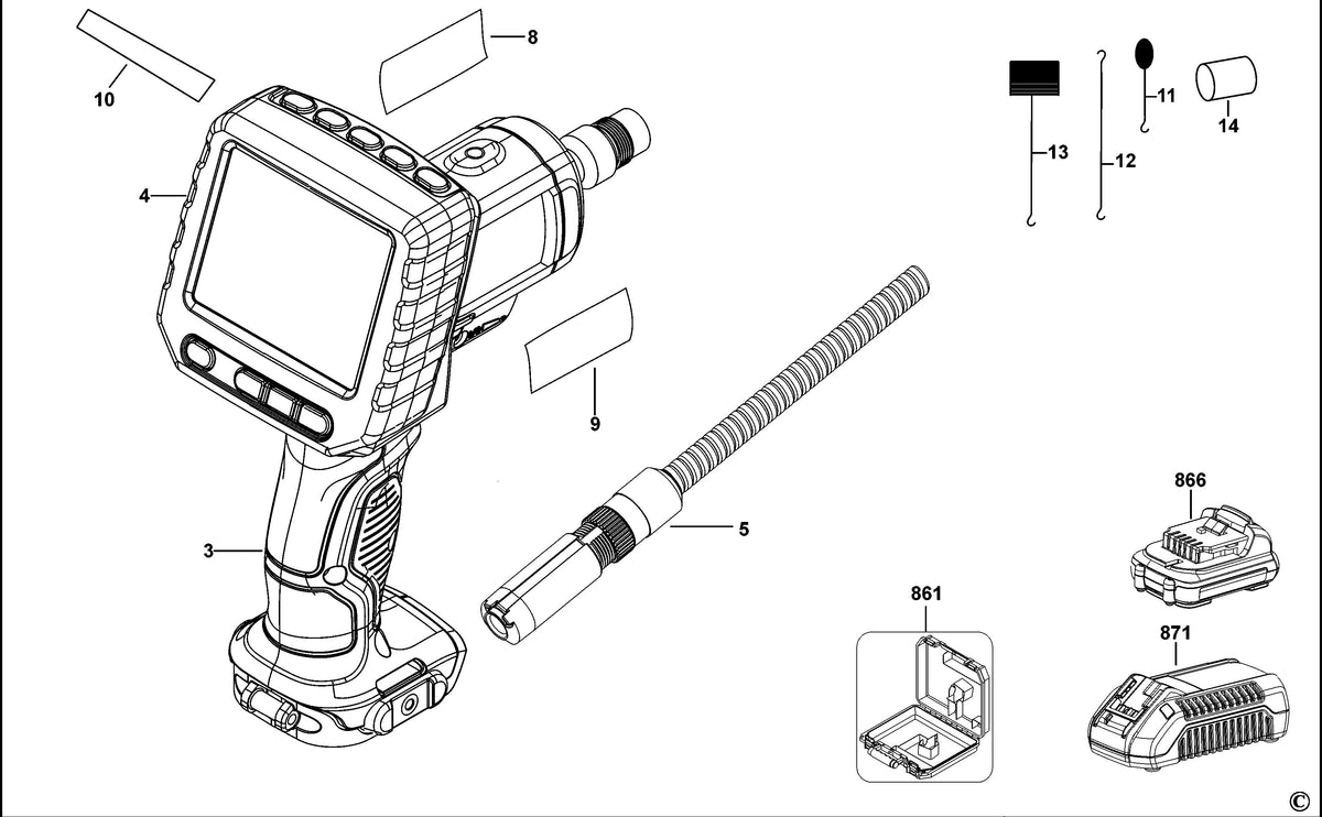 Vue éclatée DeWalt DCT412 Type 1 - planche 1