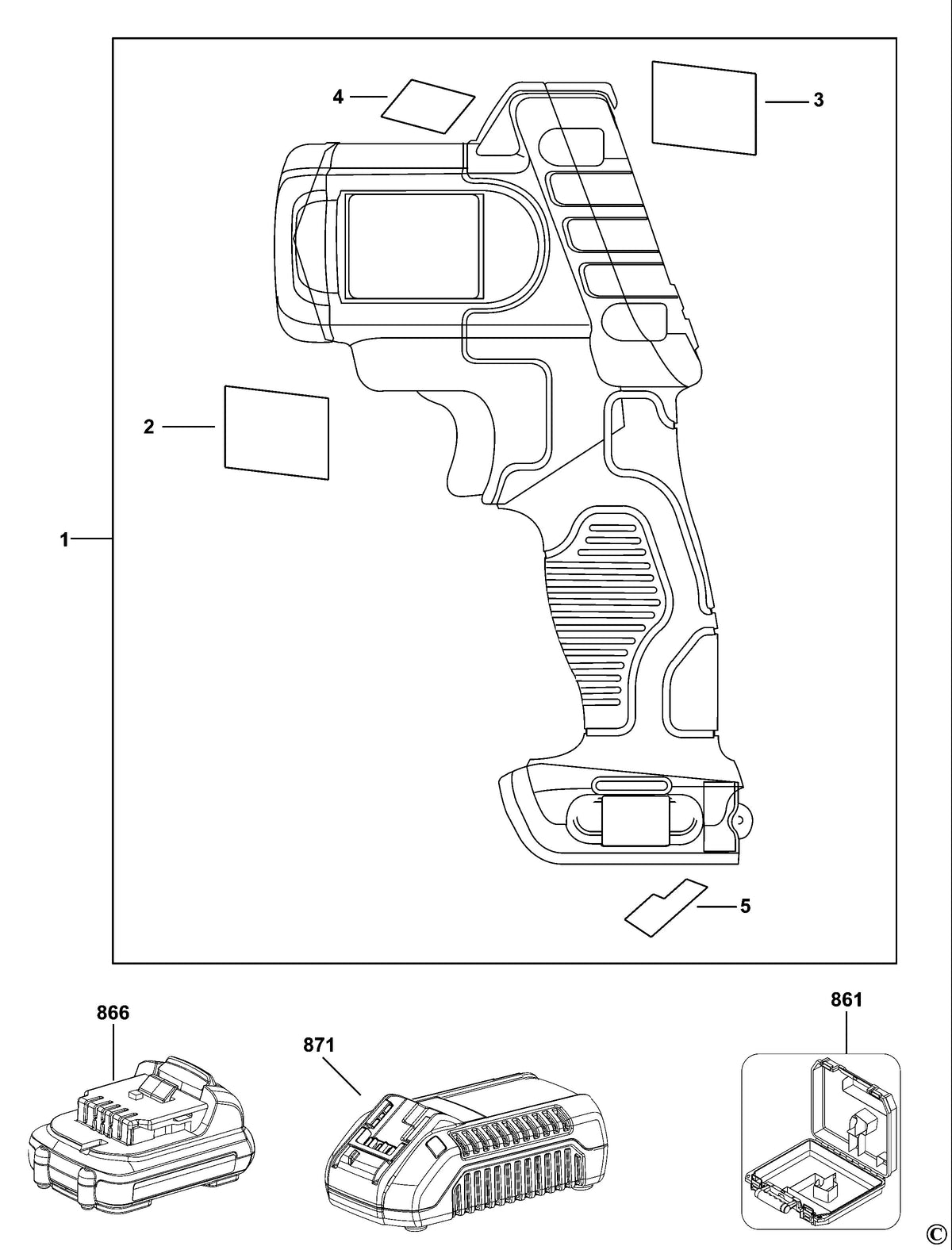 Vue éclatée DeWalt DCT414 Type 1 - planche 1