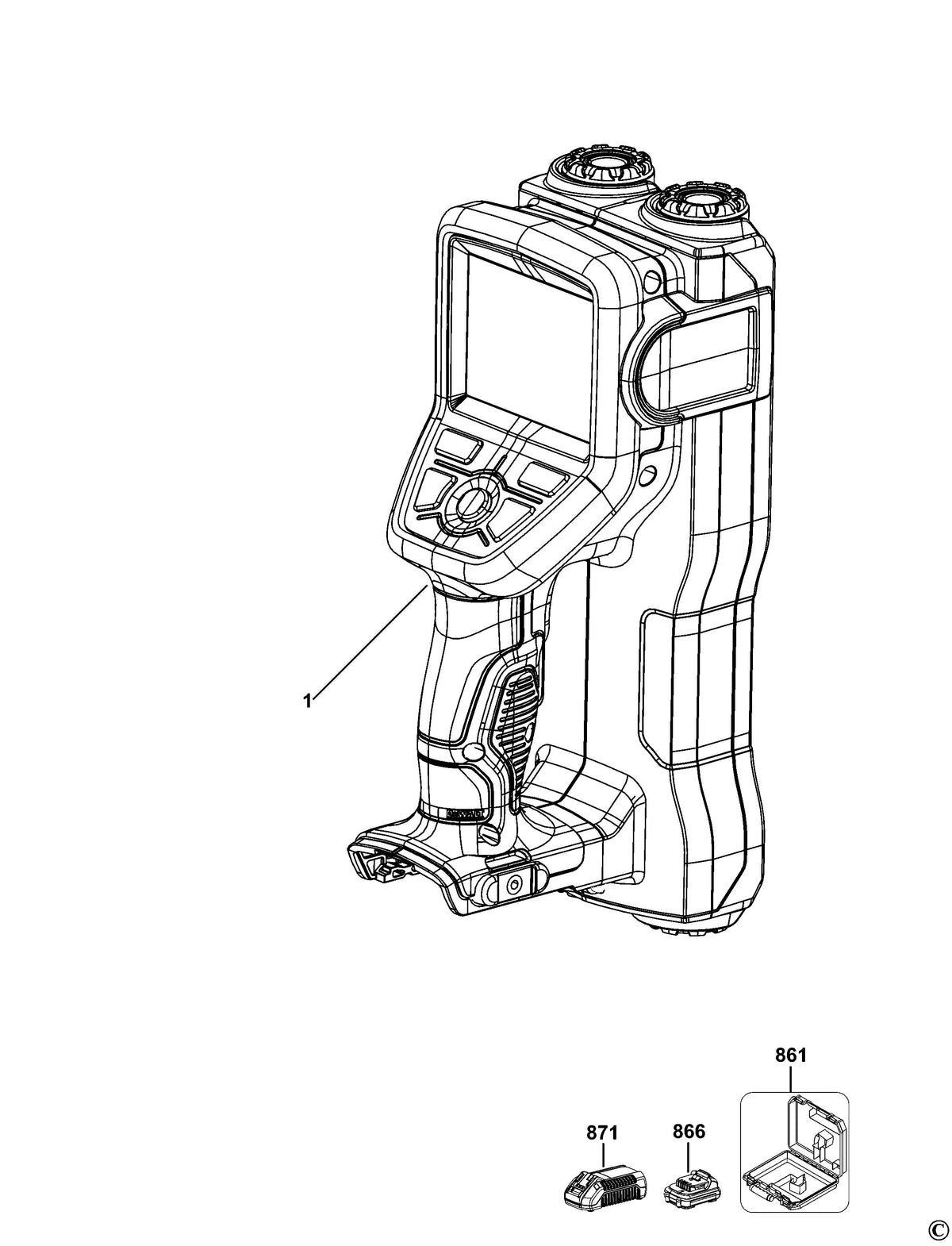 Vue éclatée DeWalt DCT418 Type 1 - planche 1