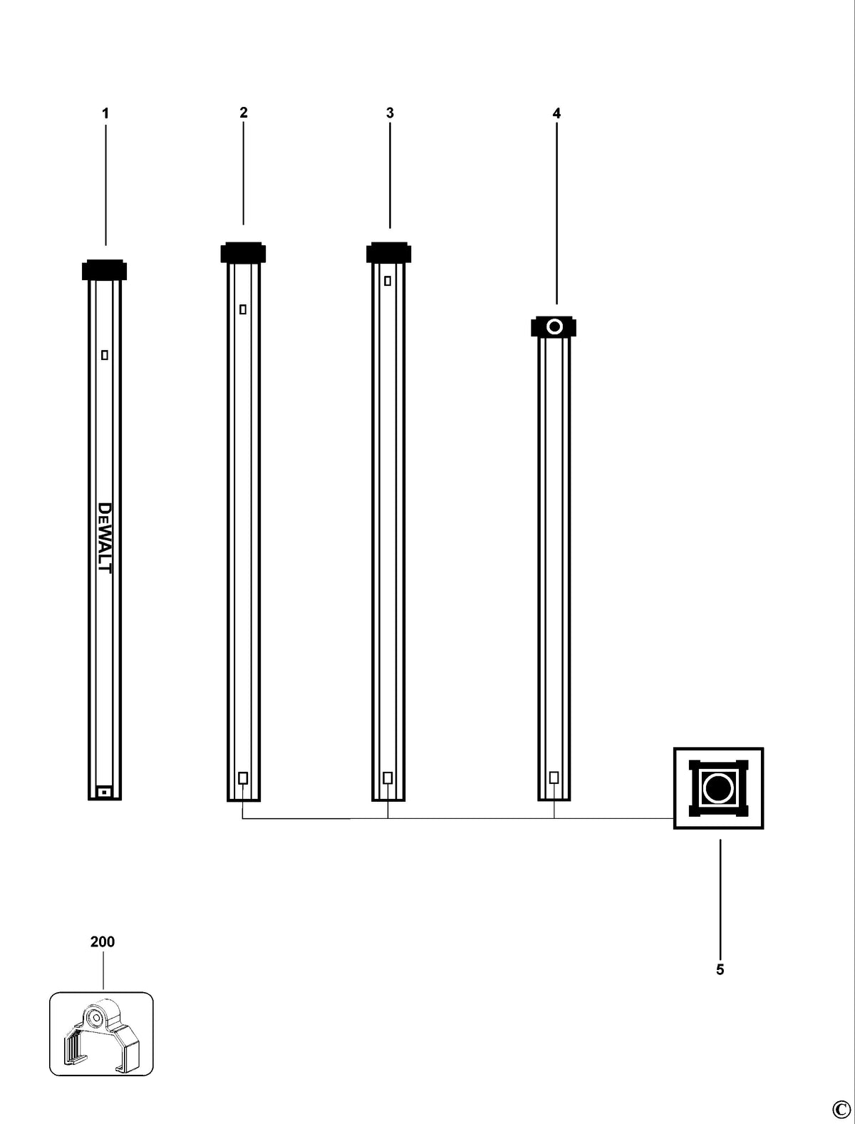 Vue éclatée DeWalt DE0734 Type 1 - planche 1