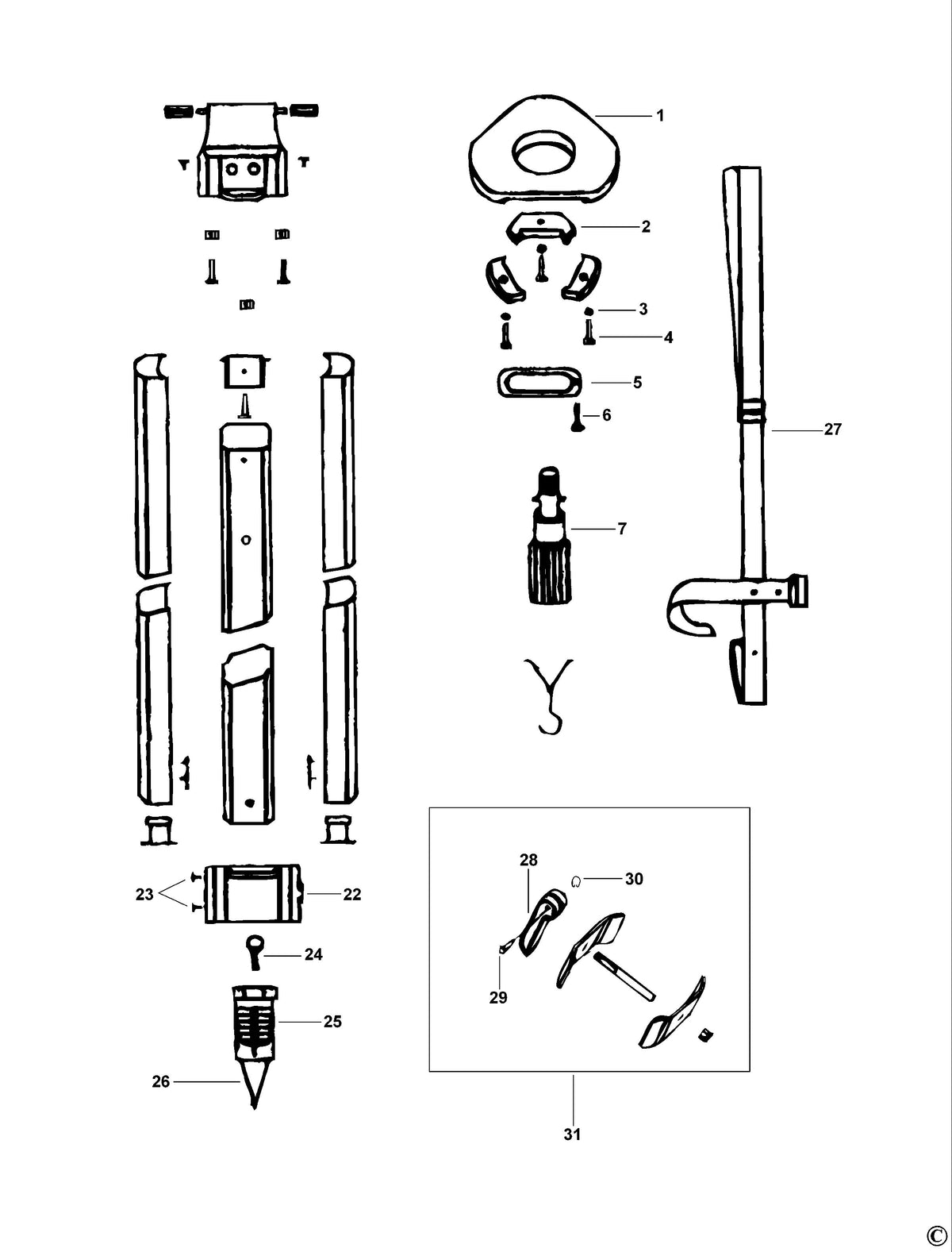 Vue éclatée DeWalt DE0736 Type 1 - planche 1