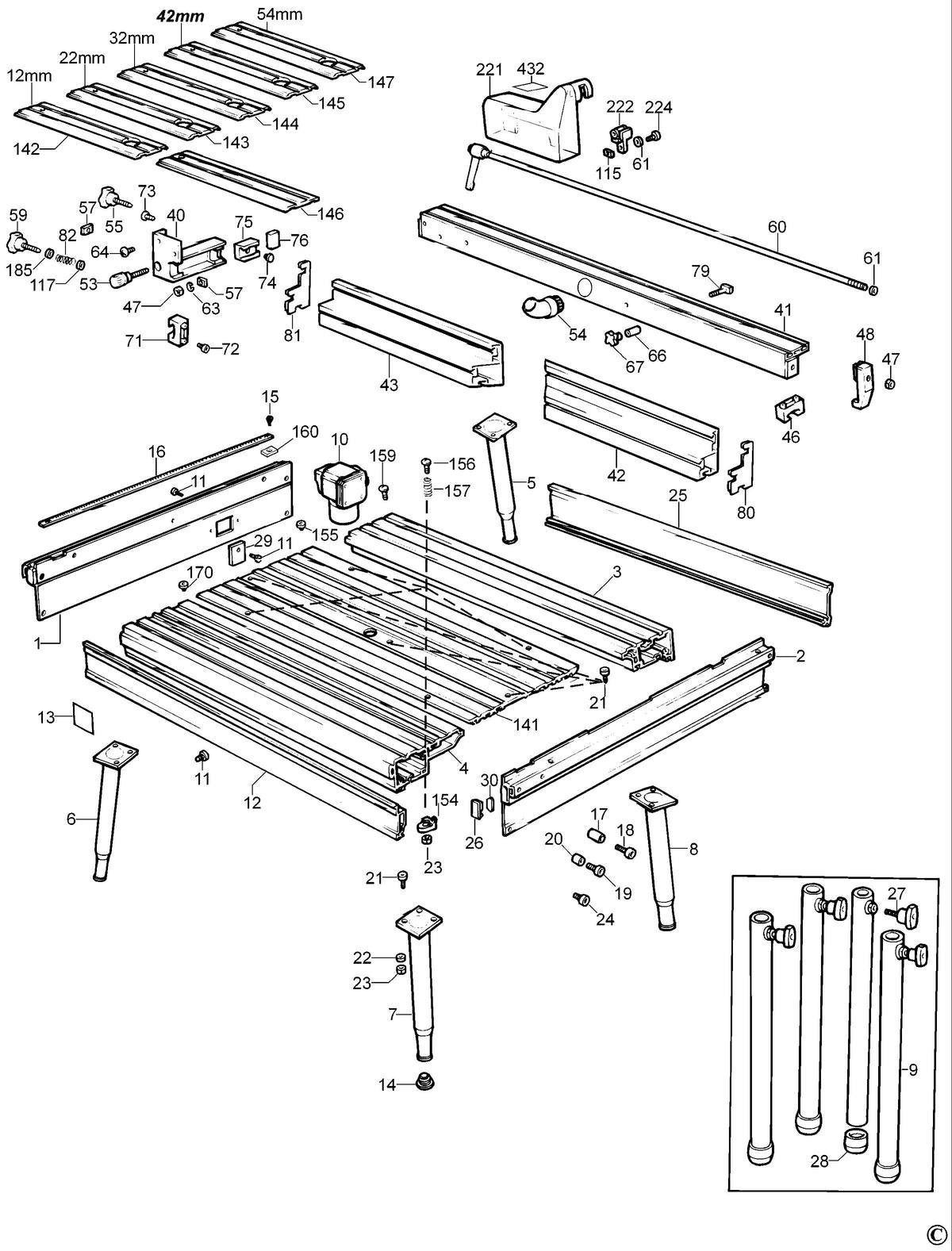 Vue éclatée DeWalt DE2000 Type 1 - planche 1