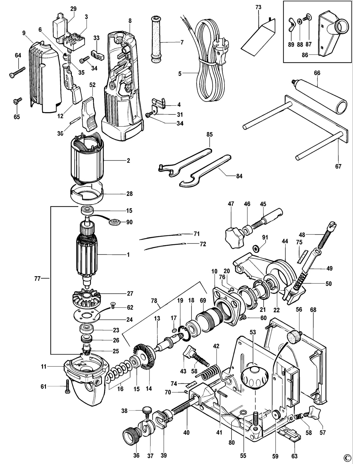 Vue éclatée DeWalt DS140 Type 3 - planche 1