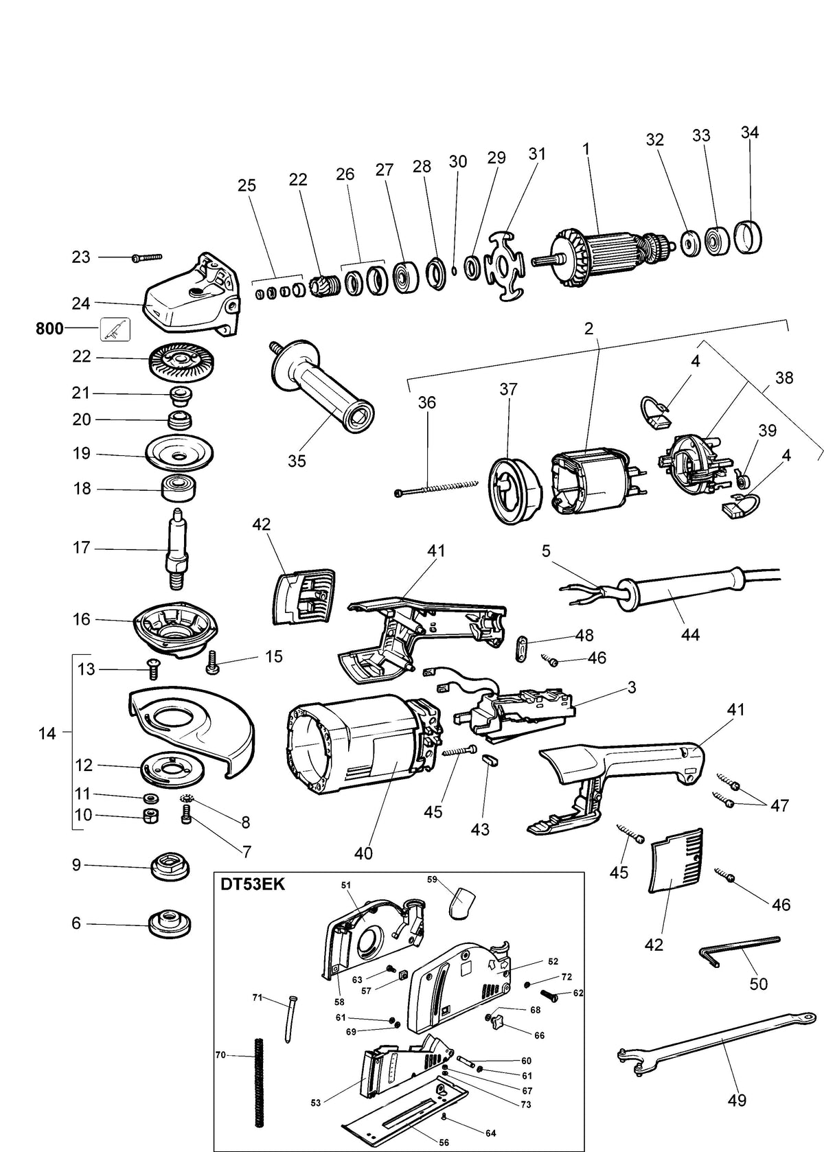 Vue éclatée DeWalt DT53E Type 2 - planche 1