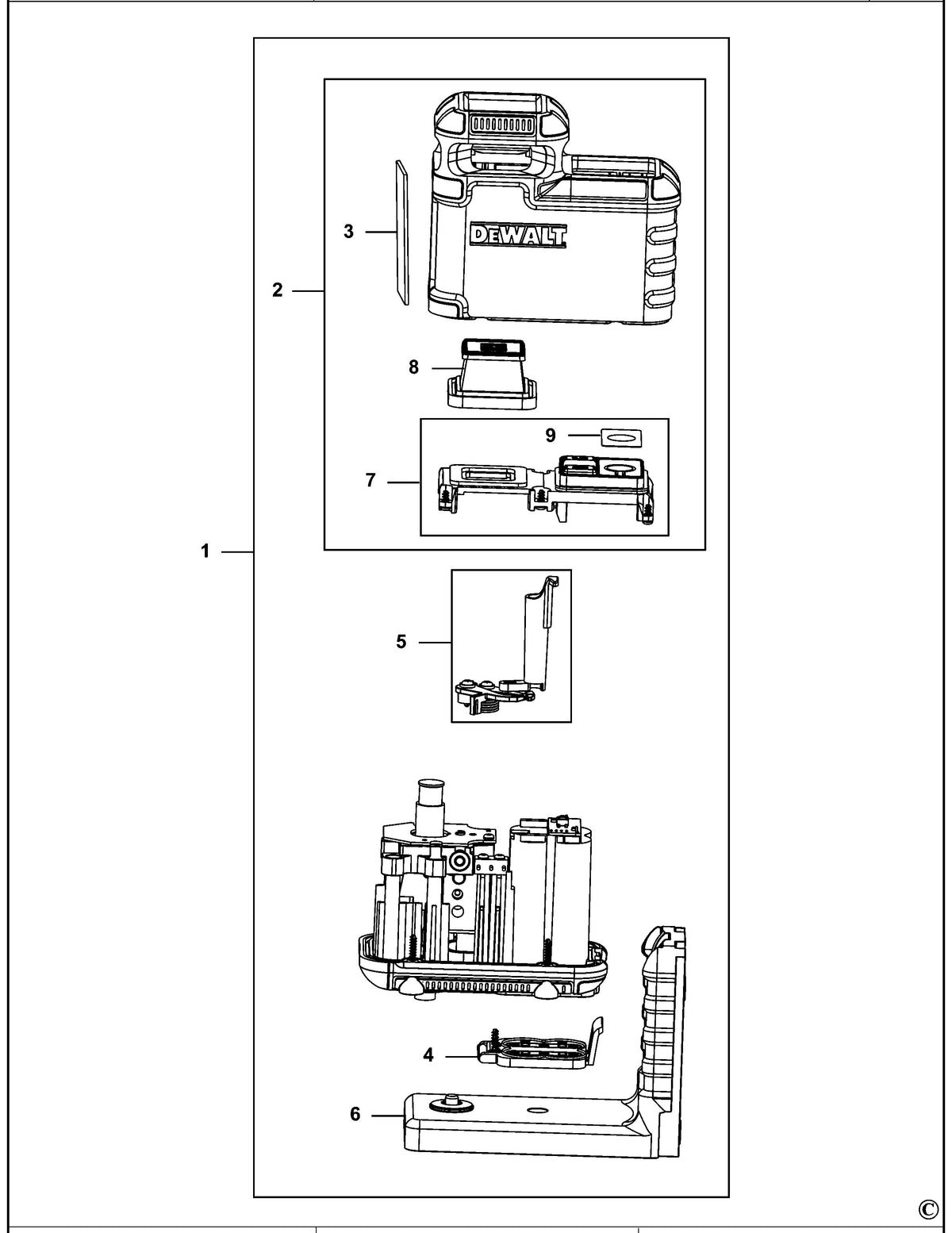 Vue éclatée DeWalt DW03601 Type 1 - planche 1