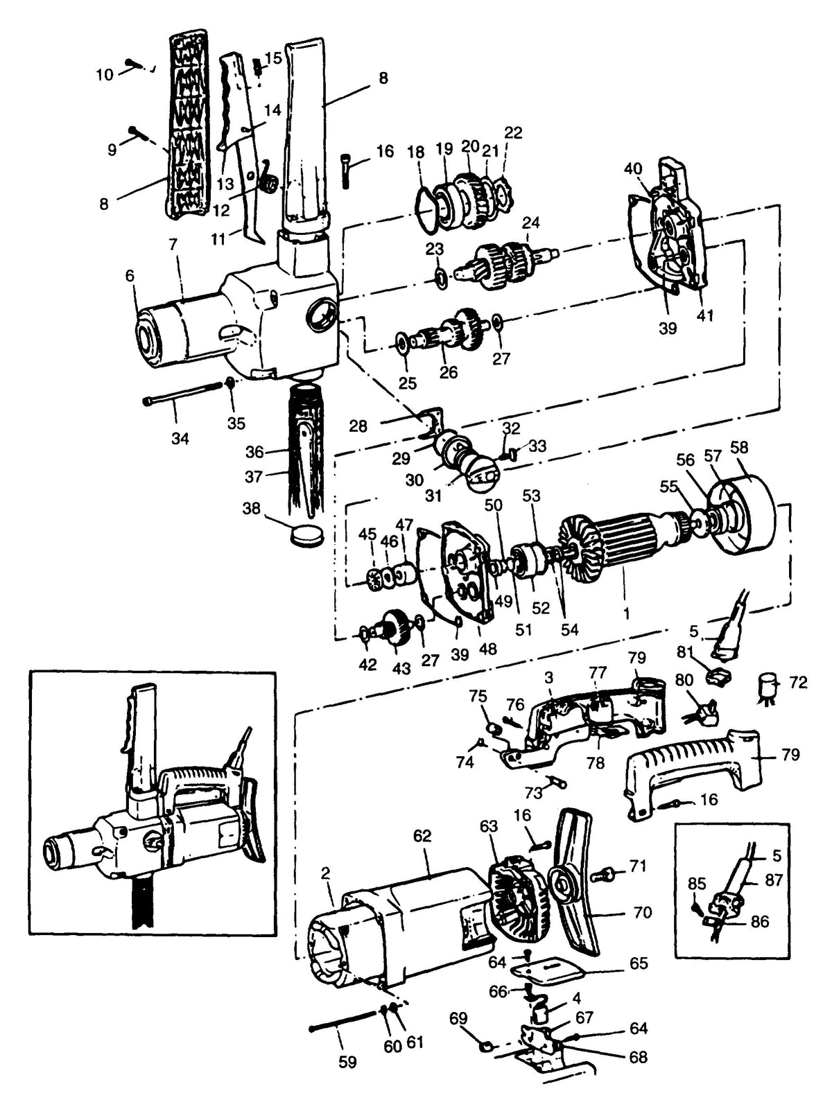 Vue éclatée DeWalt DW153 Type 1 - planche 1