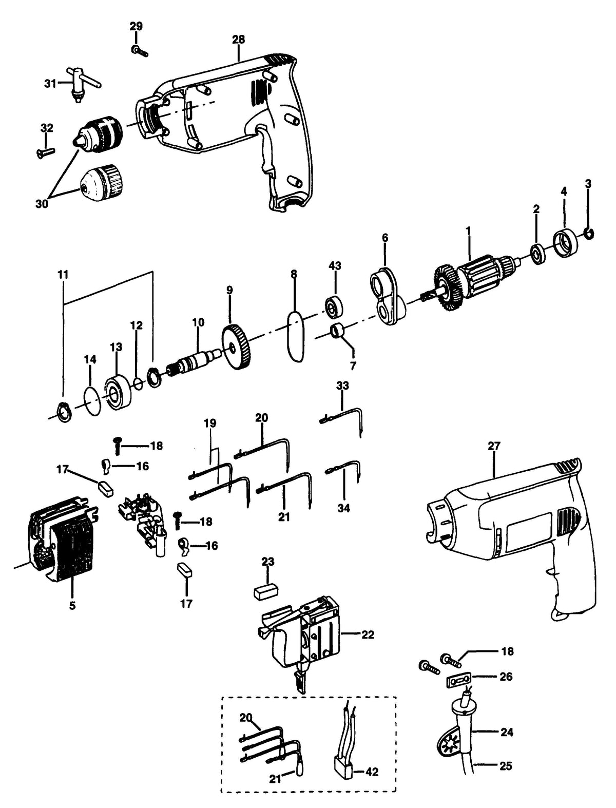 Vue éclatée DeWalt DW173 Type 1 - planche 1