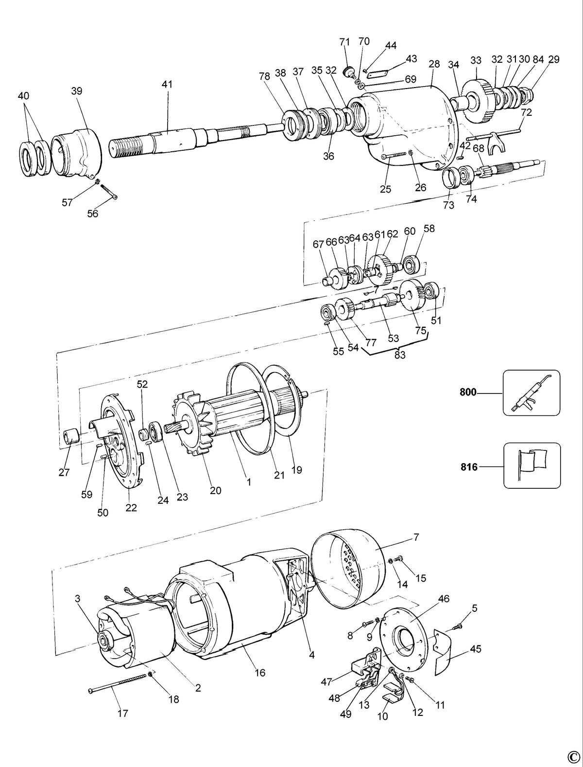 Vue éclatée DeWalt DW194 Type 1 - planche 1