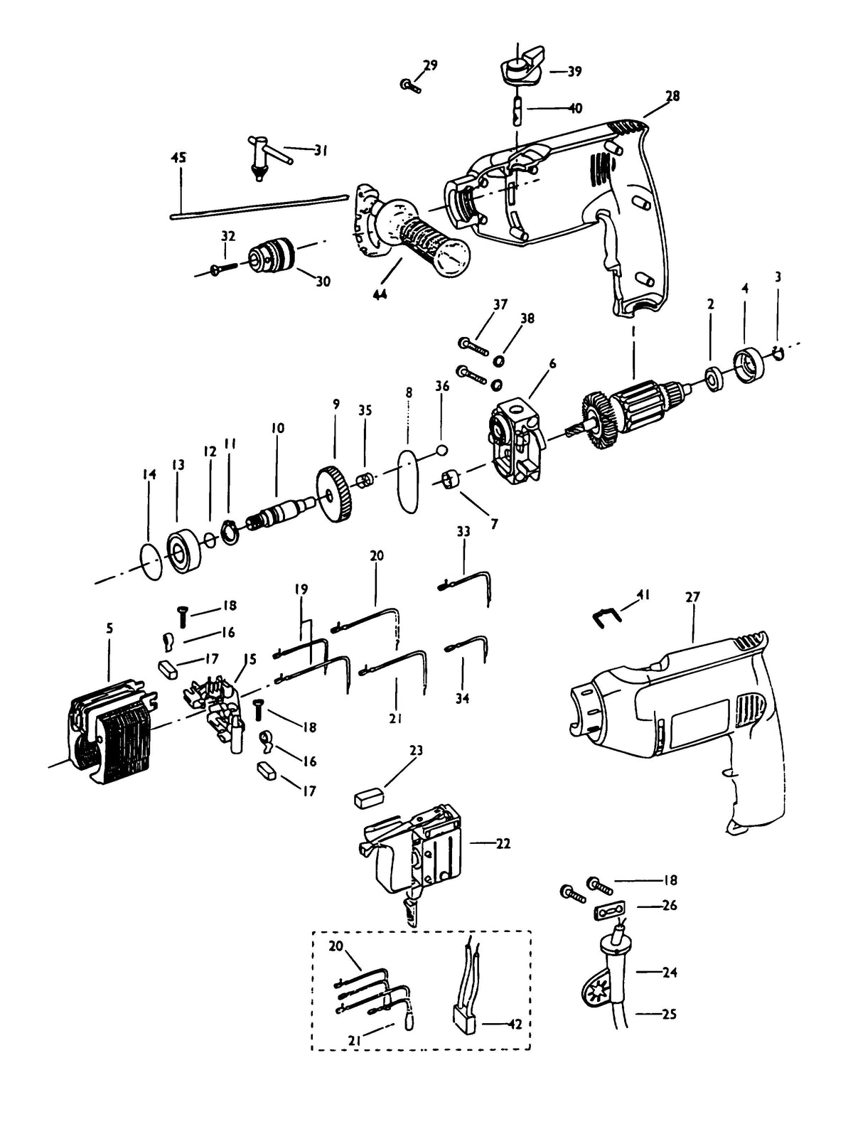 Vue éclatée DeWalt DW203 Type 1 - planche 1
