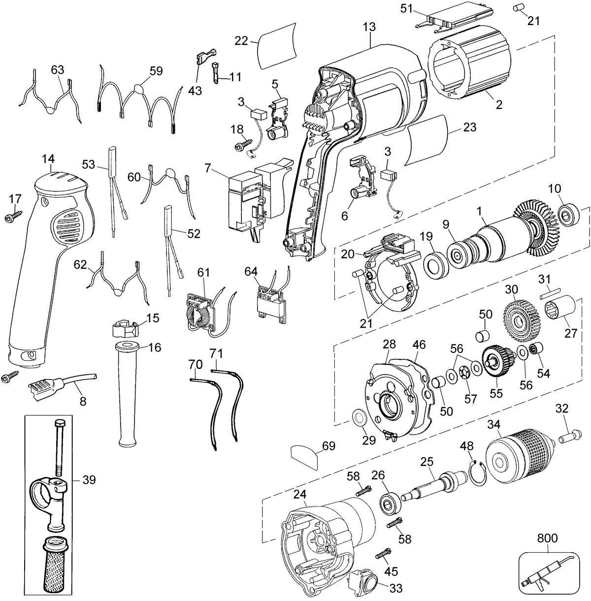 Vue éclatée DeWalt DW236 Type A1 - planche 1