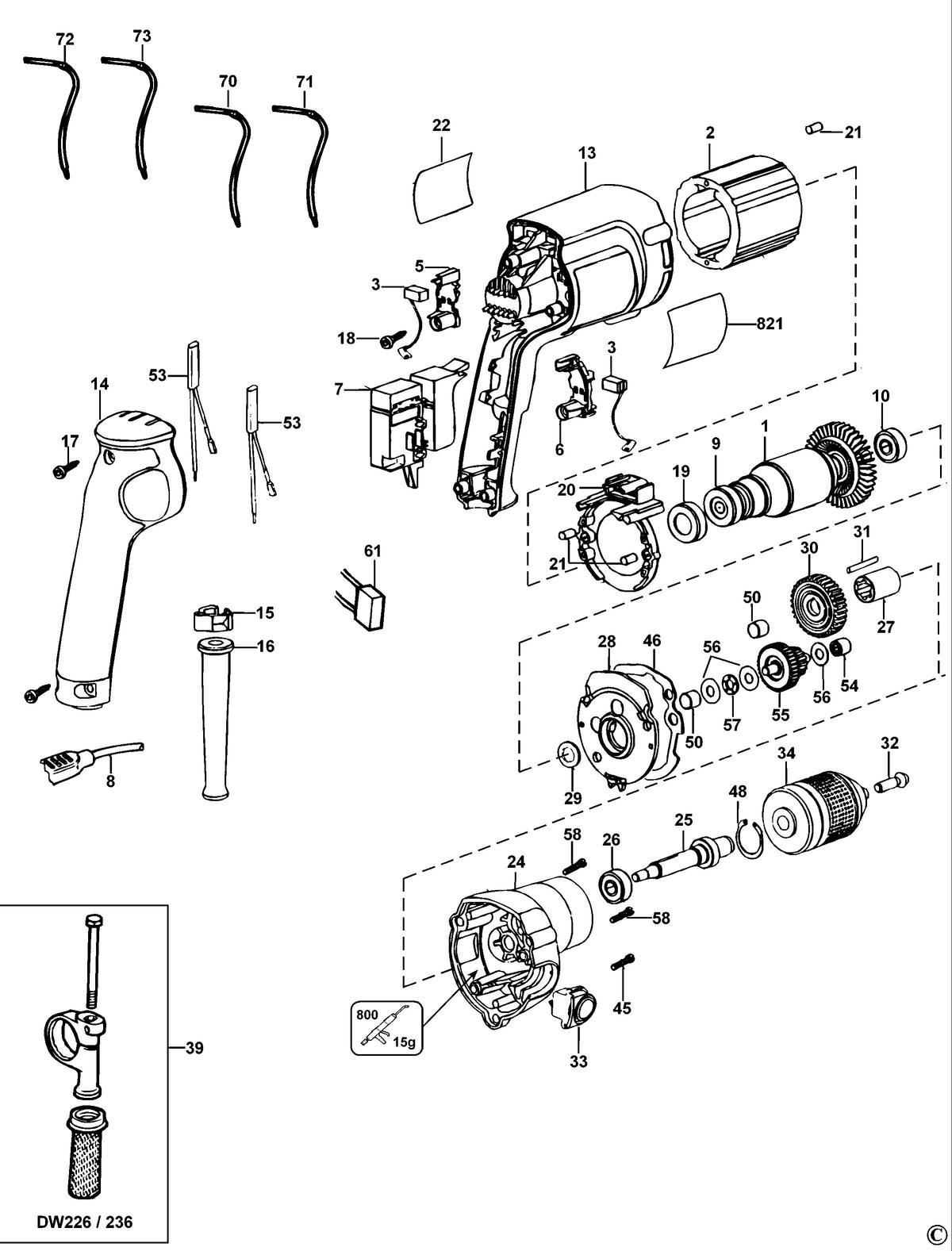 Vue éclatée DeWalt DW236V Type 5 - planche 1