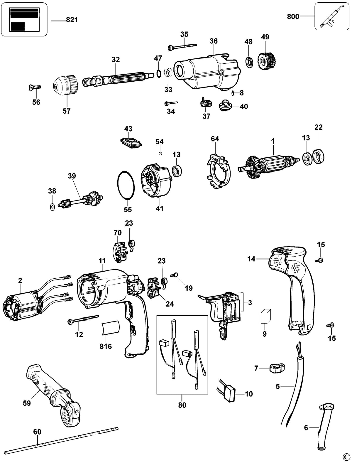 Vue éclatée DeWalt DW241 Type 4 - planche 1