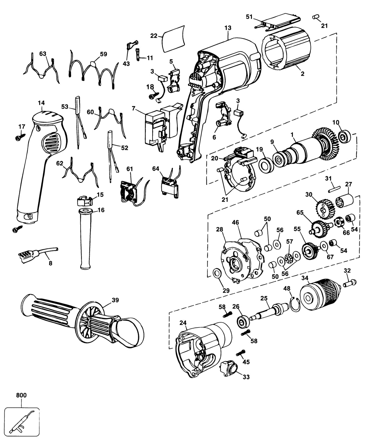 Vue éclatée DeWalt DW246 Type 1 - planche 1