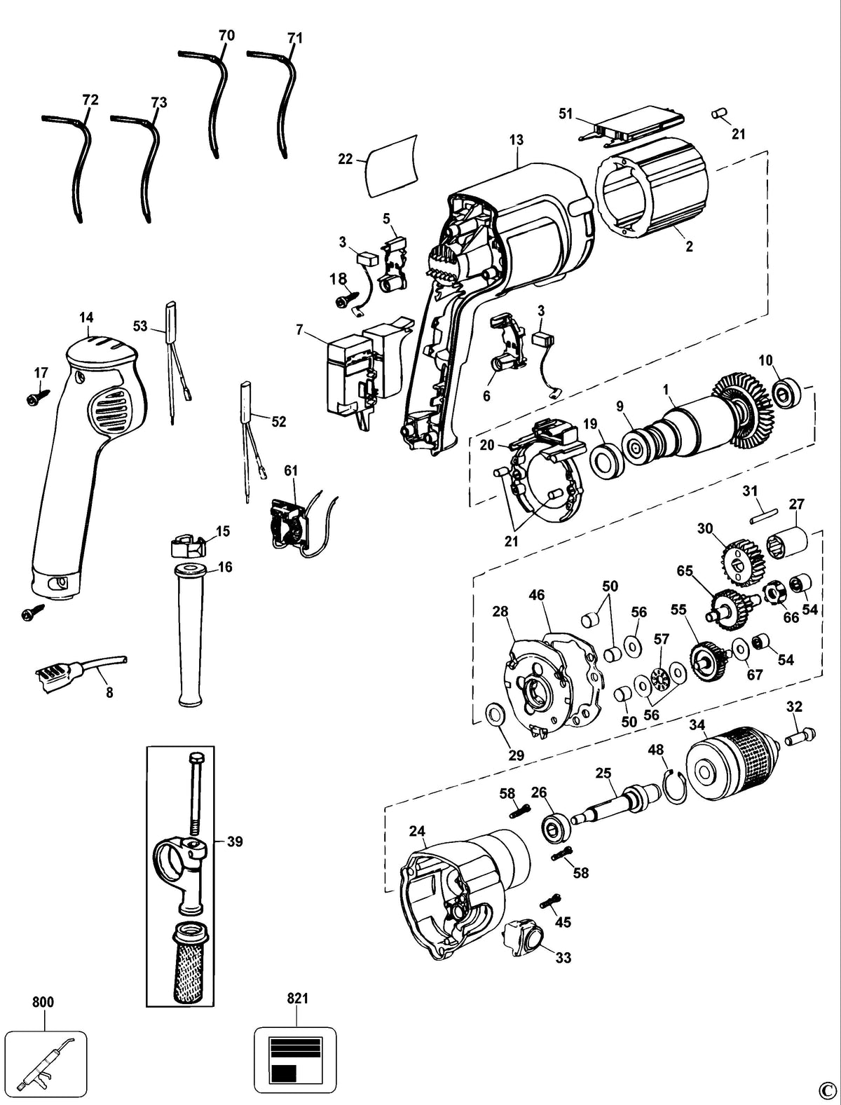 Vue éclatée DeWalt DW246 Type 2 - planche 1