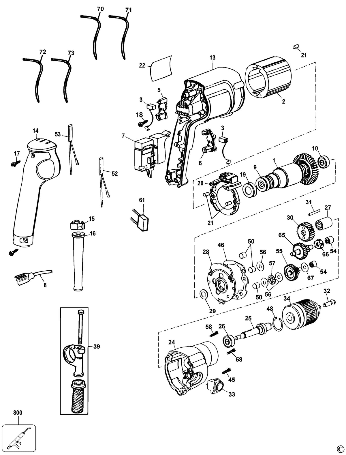 Vue éclatée DeWalt DW246 Type 3 - planche 1